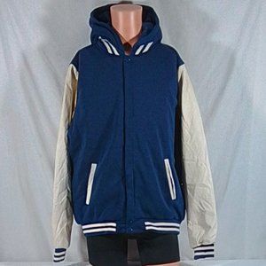 Men's Victory Outfitters Varsity Hooded Reversible Jacket - Navy & Cream - XXL